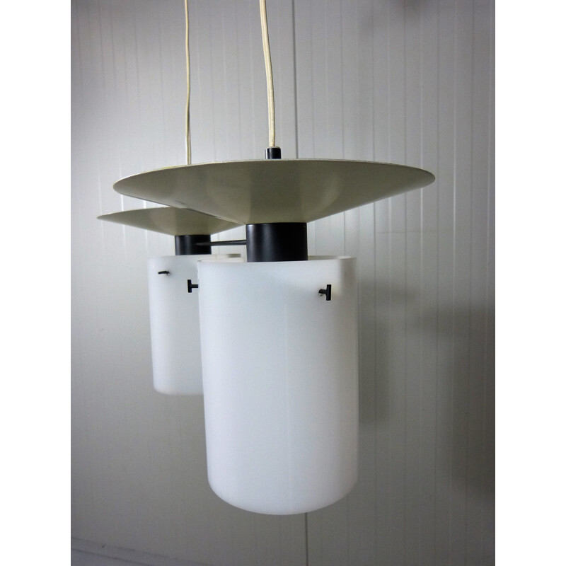 White Hanging Lamp with 2 spots - 1950s