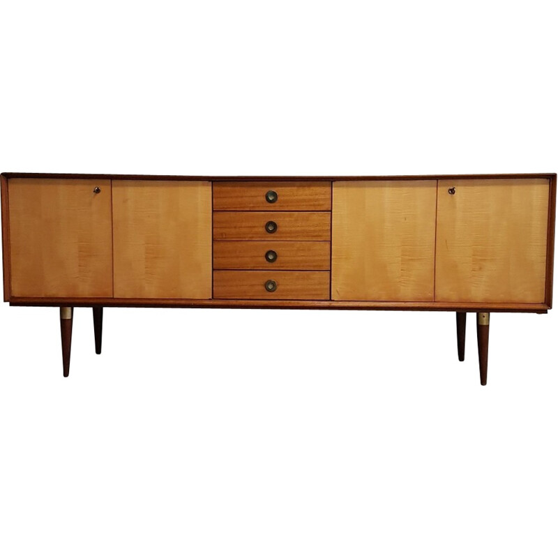 Vintage Teak, wood and brass sideboard - 1950s