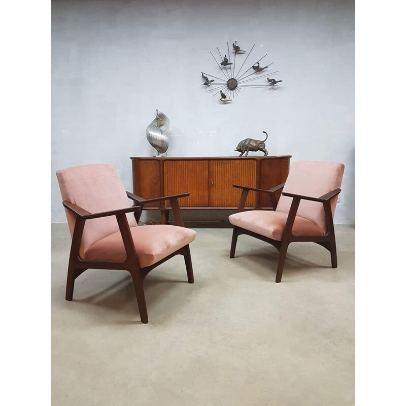 Suite de 2 fauteuils Vintage danois en Velours - 1960