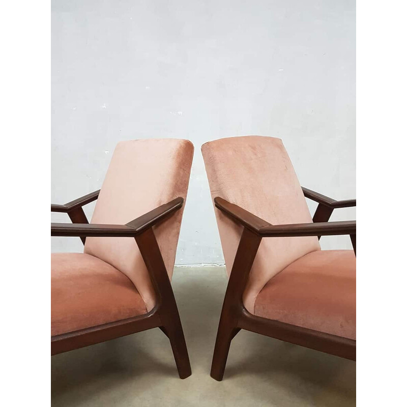 Suite de 2 fauteuils Vintage danois en Velours - 1960