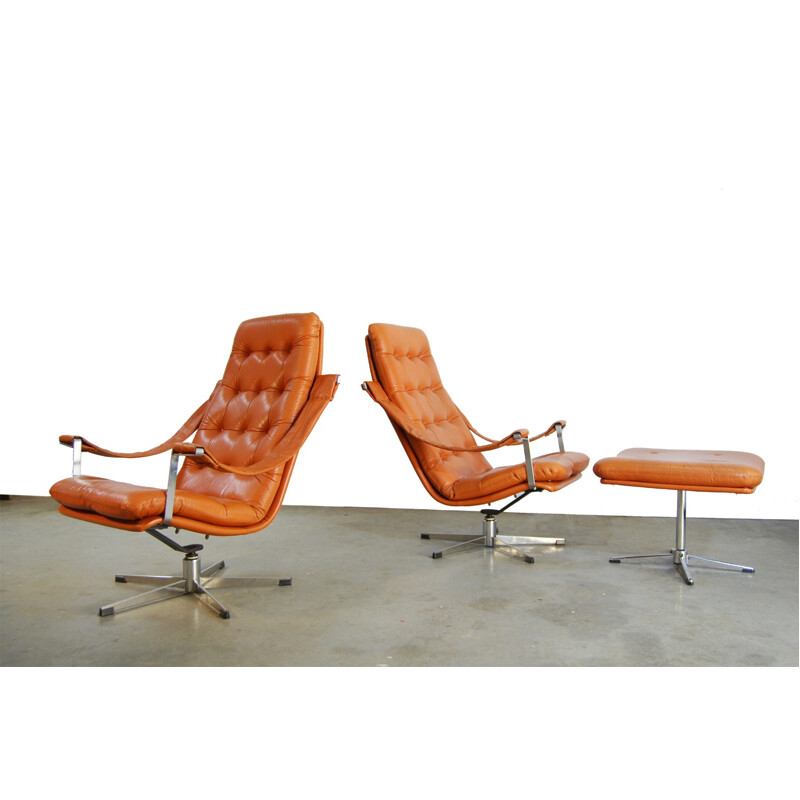 Set of 2 lounge Chairs & Ottoman by Geoffrey Harcourt for Artifort - 1960s 