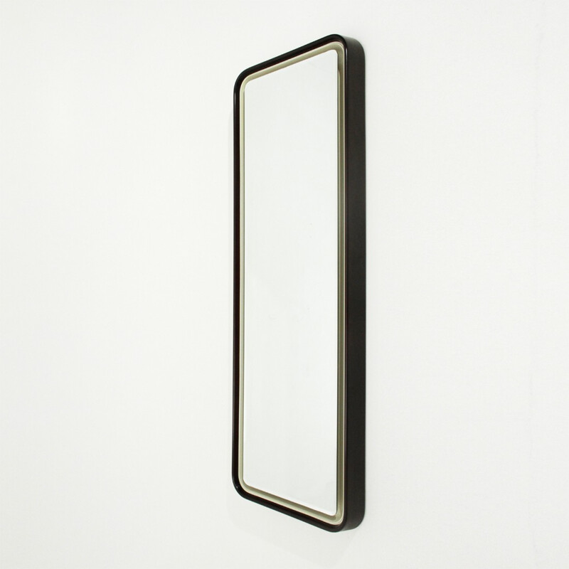 Miroir rectangulaire italien avec éclairage - 1970