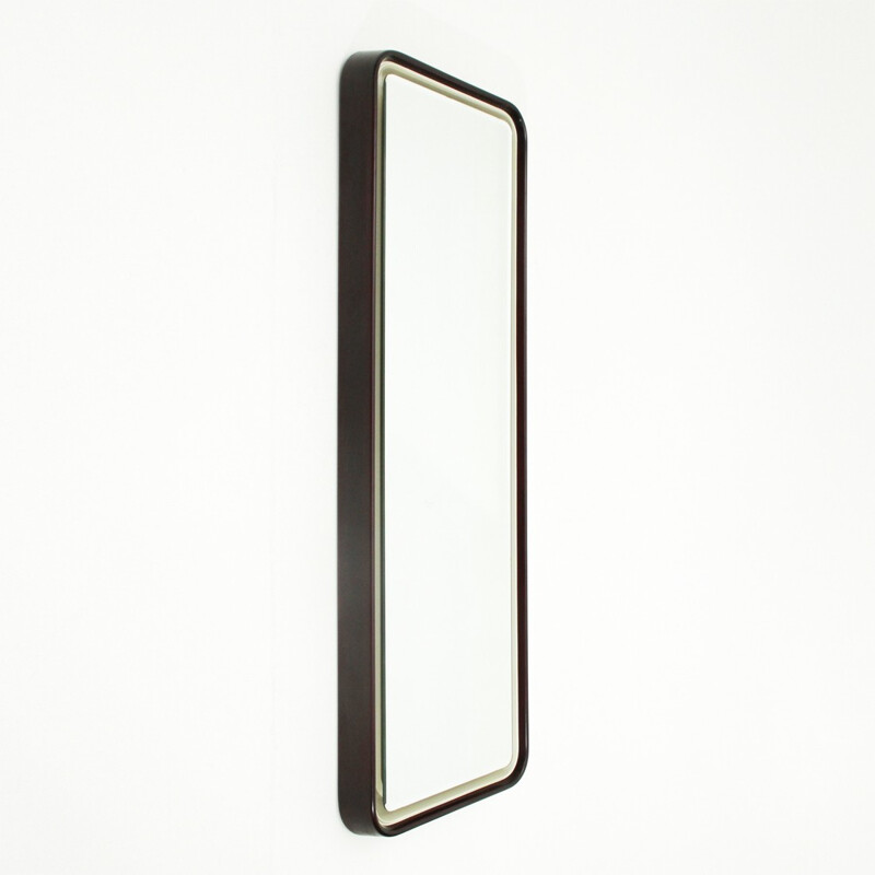 Miroir rectangulaire italien avec éclairage - 1970