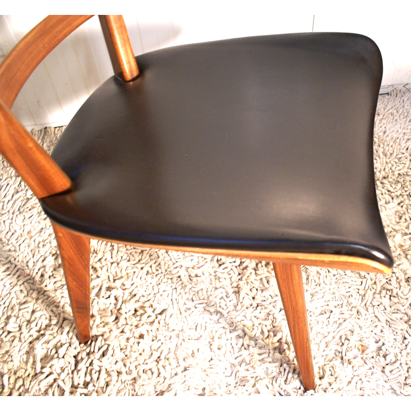 Set of 4 vintage Dutch Dining Chairs in Plywood and Teak - 1950s