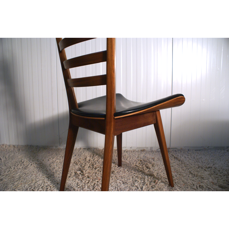 Set of 4 vintage Dutch Dining Chairs in Plywood and Teak - 1950s