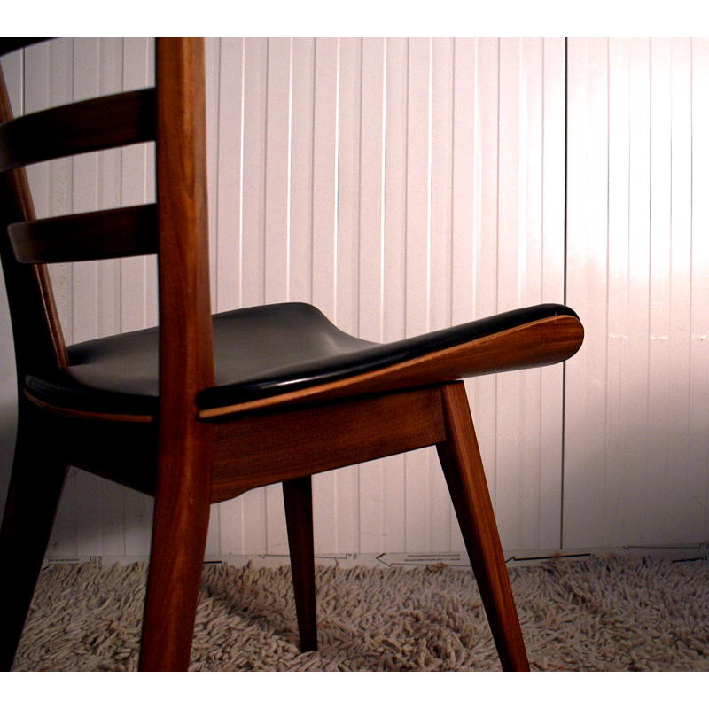 Set of 4 vintage Dutch Dining Chairs in Plywood and Teak - 1950s