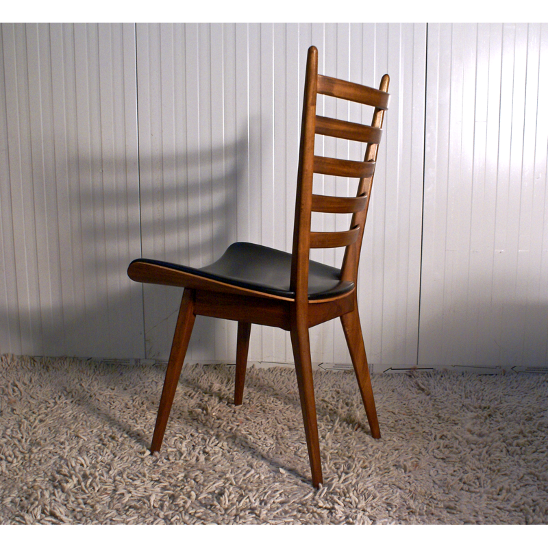 Set of 4 vintage Dutch Dining Chairs in Plywood and Teak - 1950s