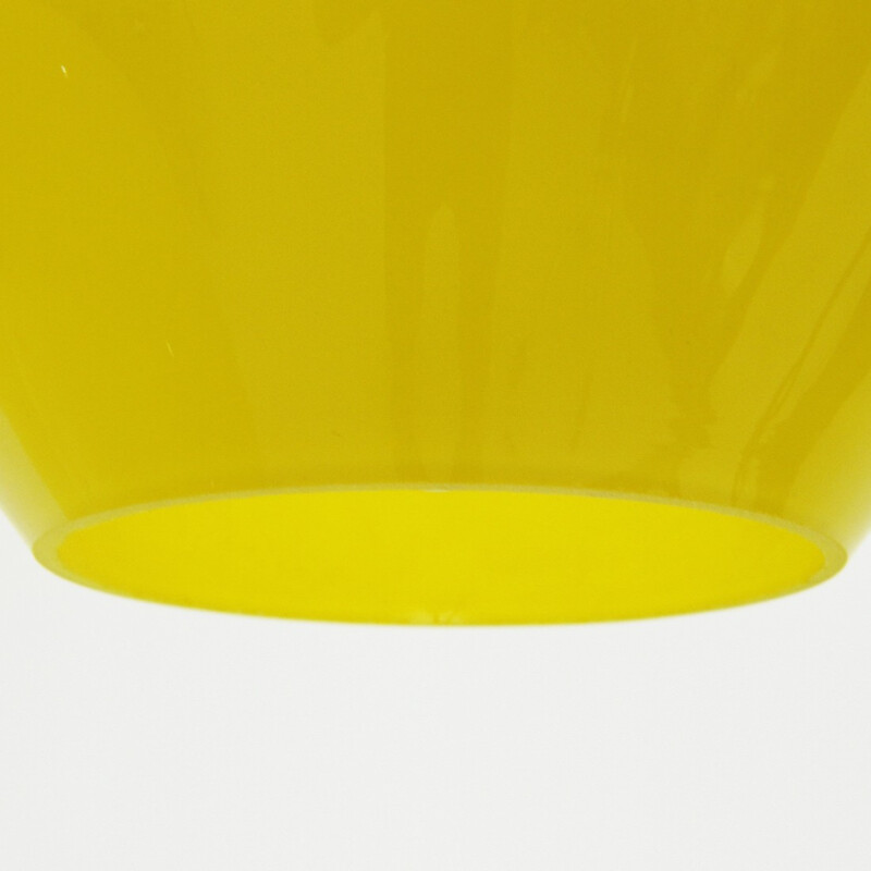 italian yellow pendant lamp in  glass - 1960s