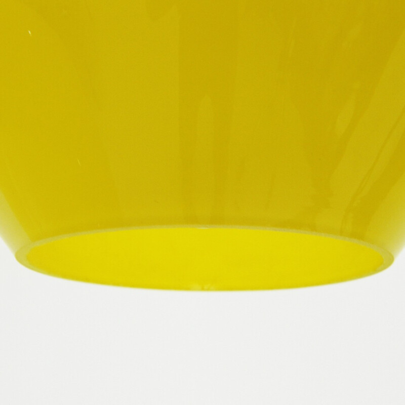 Suspension vintage italienne en verre jaune - 1960