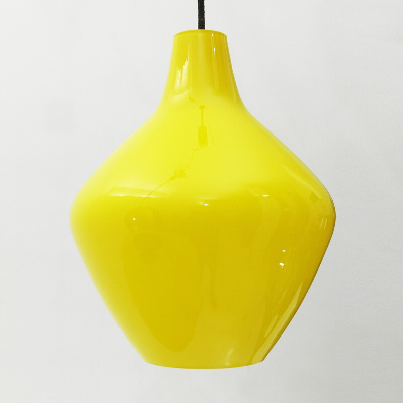 Suspension vintage italienne en verre jaune - 1960