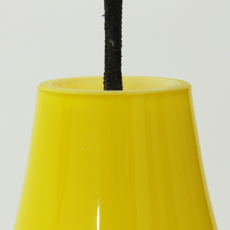 italian yellow pendant lamp in  glass - 1960s