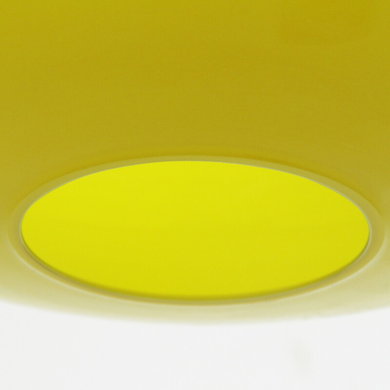Vintage italian yellow pendant lamp in  glass - 1960s