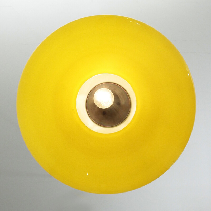 Suspension vintage italienne jaune en verre - 1960