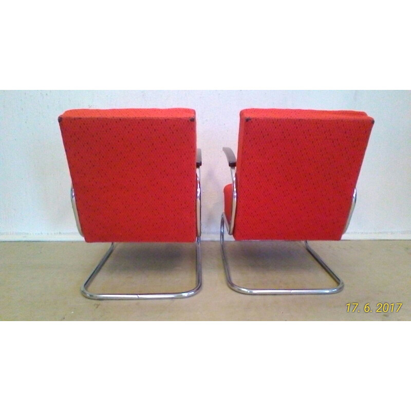 Pareja de sillones vintage cromados Bauhaus de Műcke