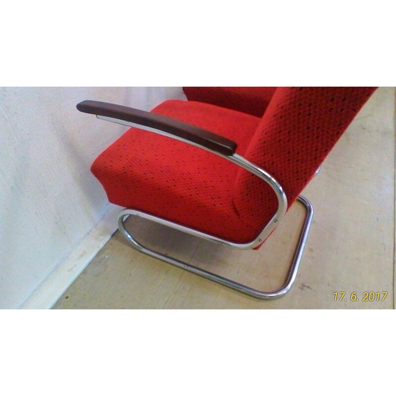 Paar vintage chromen Bauhaus fauteuils van Műcke