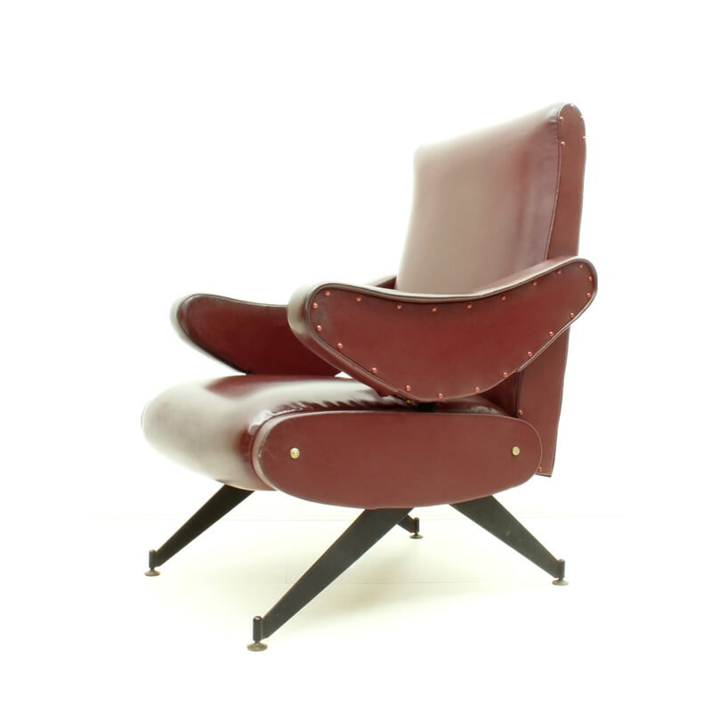 Vintage armchair in skai and metal by Nello Pini for Mobilificio Oscar Gigante, Italy 1960