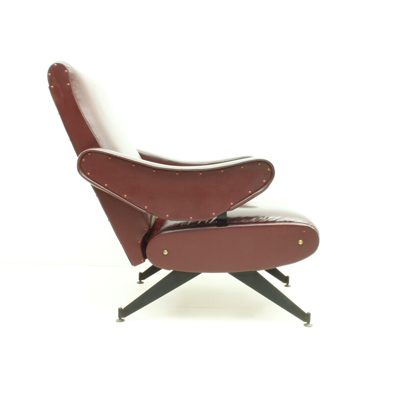 Vintage fauteuil in skai en metaal van Nello Pini voor Mobilificio Oscar Gigante, Italië 1960