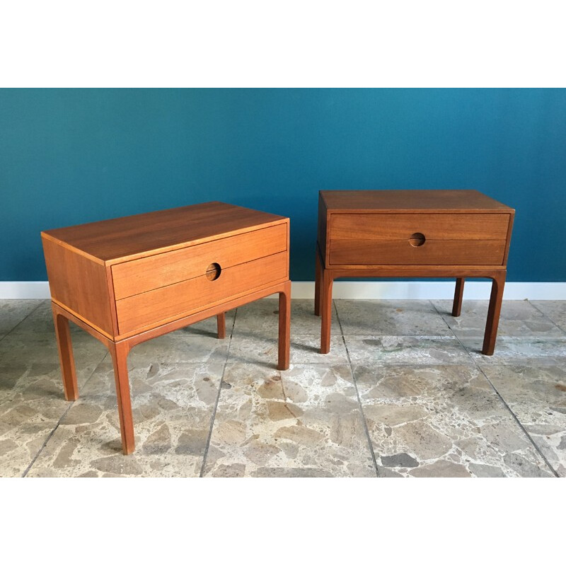 Vintage pair of teak night stands by Aksel Kjersgaard for Odder, Denmark - 1950s