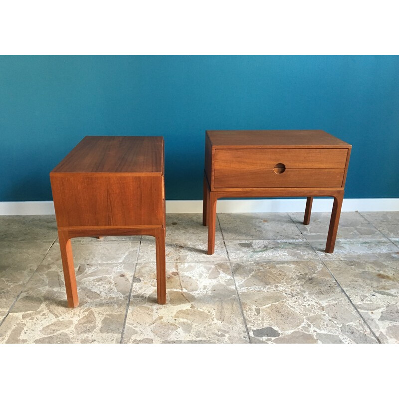 Vintage pair of teak night stands by Aksel Kjersgaard for Odder, Denmark - 1950s