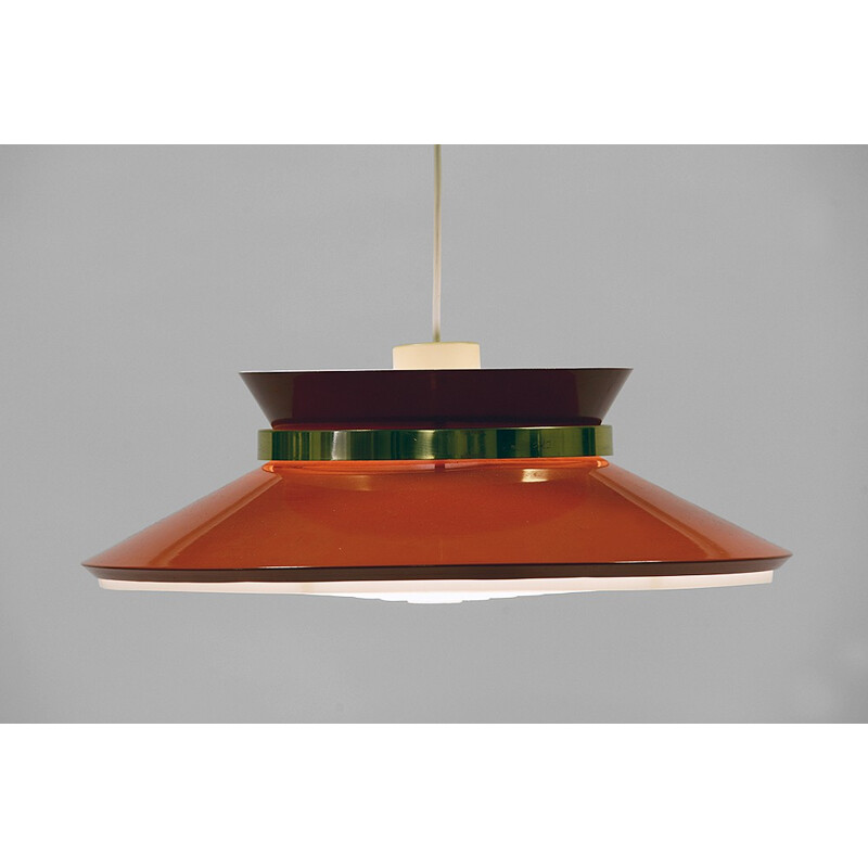 Vintage dark orange pendant light by Carl Thore for Granhaga - 1970s