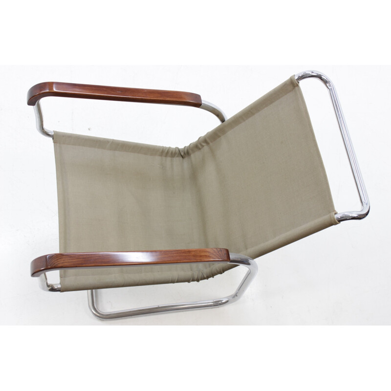Chaise à repas vintage "H-80" Bauhaus chromée par J. Halabala pour UP Zavody - 1930