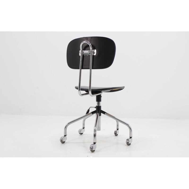 Vintage chromed wheel office chair - 1970s