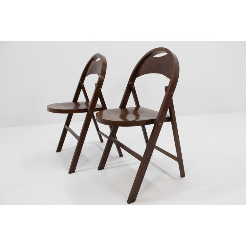 Vintage pair of "B751" Bauhaus folding chairs by Thonet - 1930s