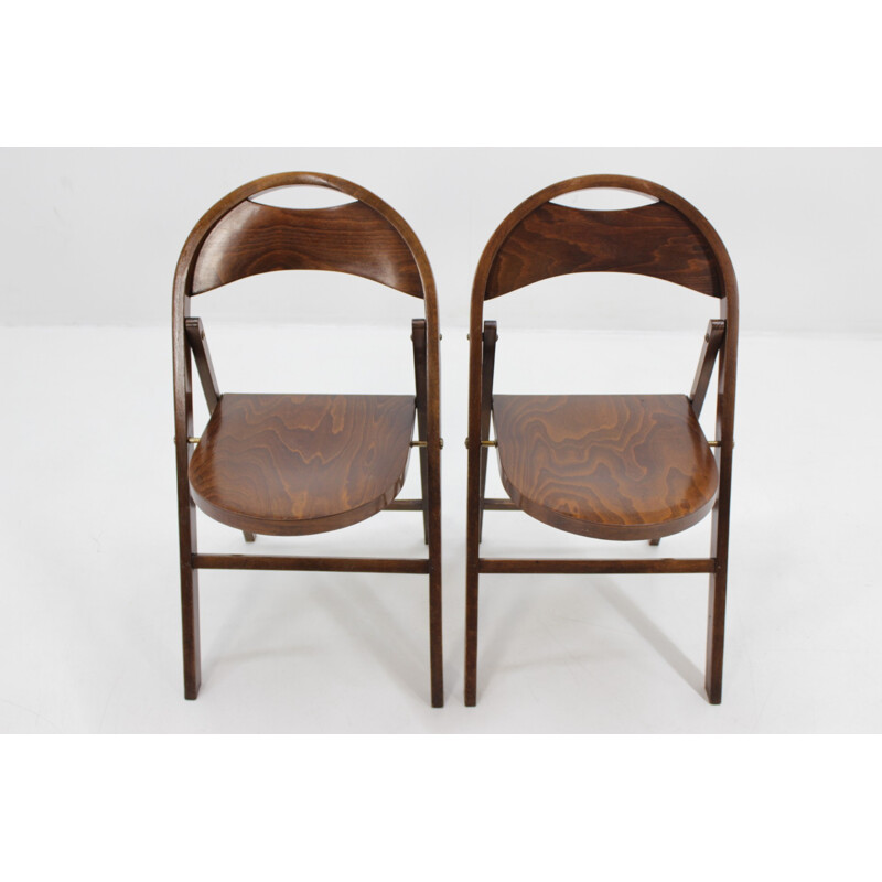 Paire de chaises à repas "B751" vintage pliantes Bauhaus par Thonet - 1930