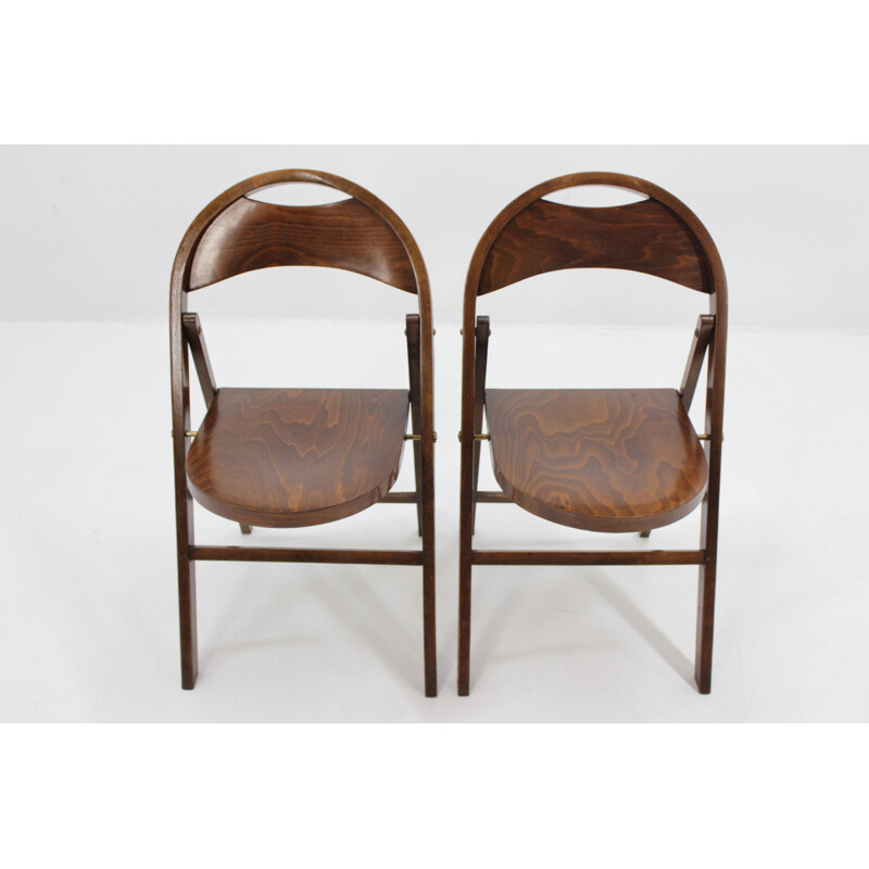 Vintage pair of "B751" Bauhaus folding chairs by Thonet - 1930s