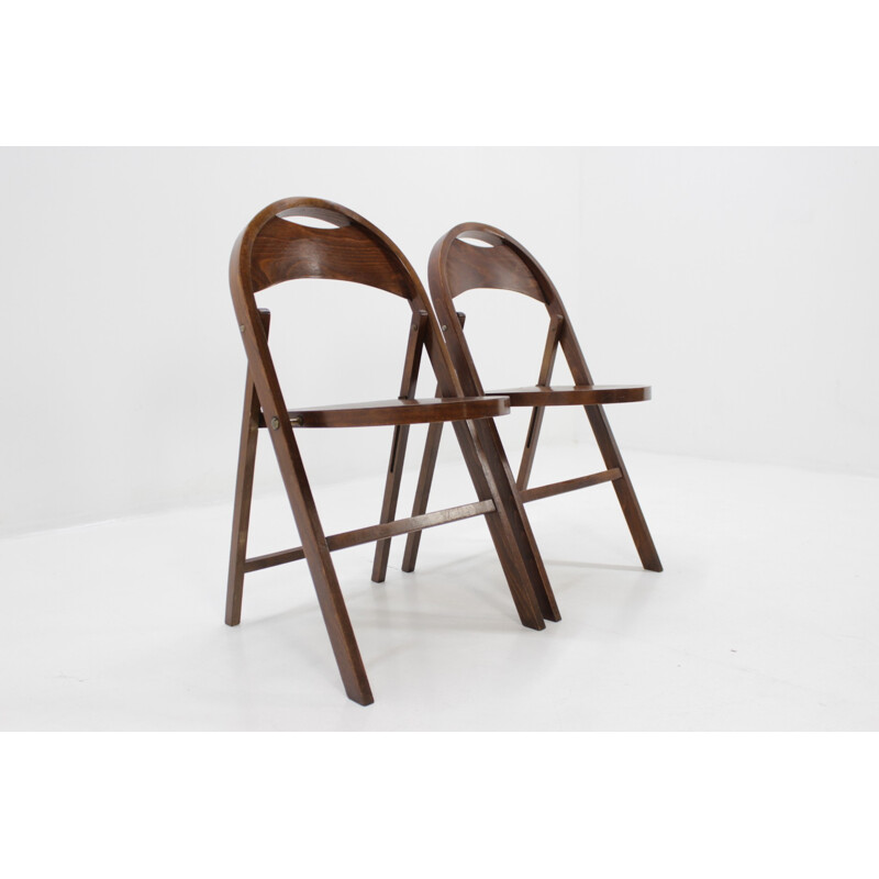 Vintage pair of "B751" Bauhaus folding chairs by Thonet - 1930s