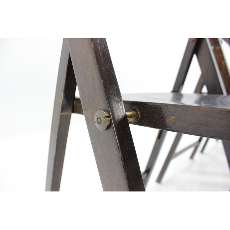Suite de 4 chaises à repas vintage "B751" pliantes Bauhaus par Thonet - 1930