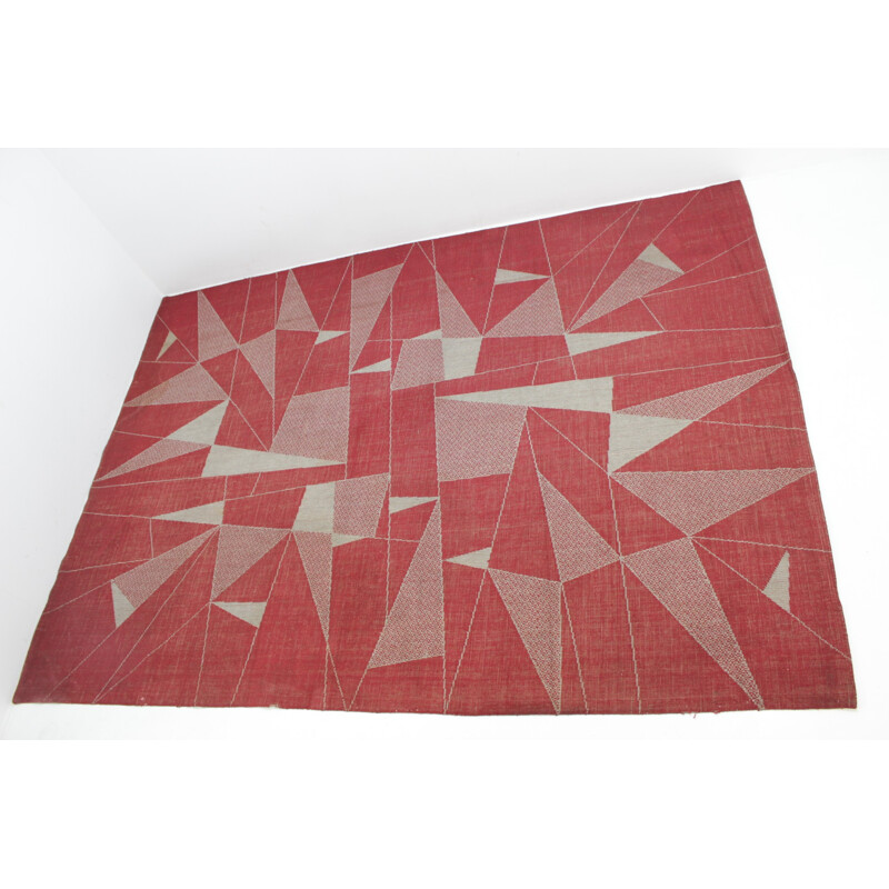 Vintage geometric rug, Czechoslovakia - 1950s