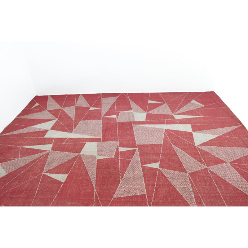 Vintage geometric rug, Czechoslovakia - 1950s