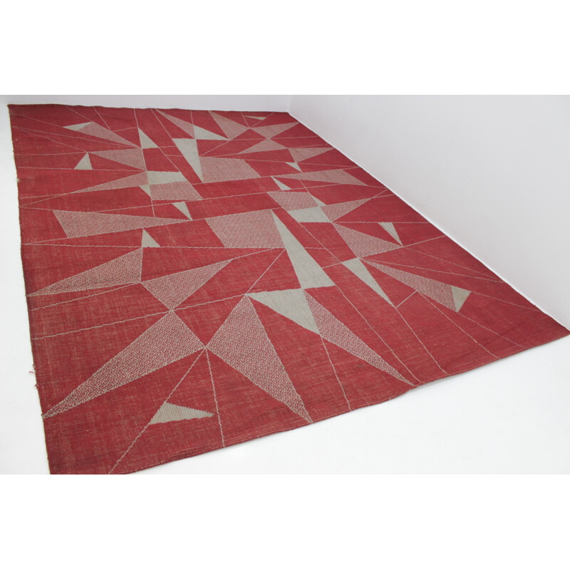 Vintage geometric rug, Czechoslovakia - 1950s