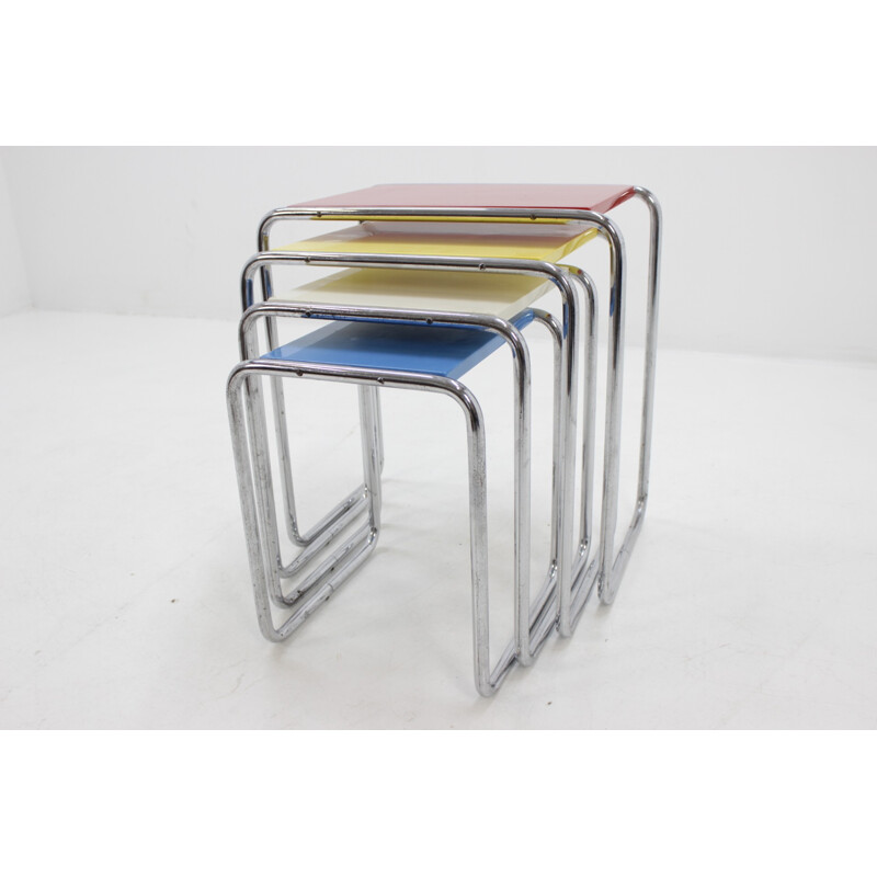 Tables gigognes Bauhaus vintage en chrome par Marcel Breuer - 1930