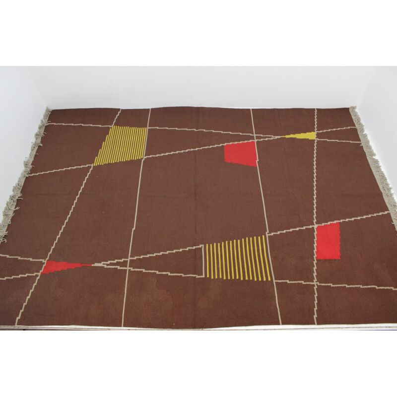 Vintage rug with geometric design, 1959