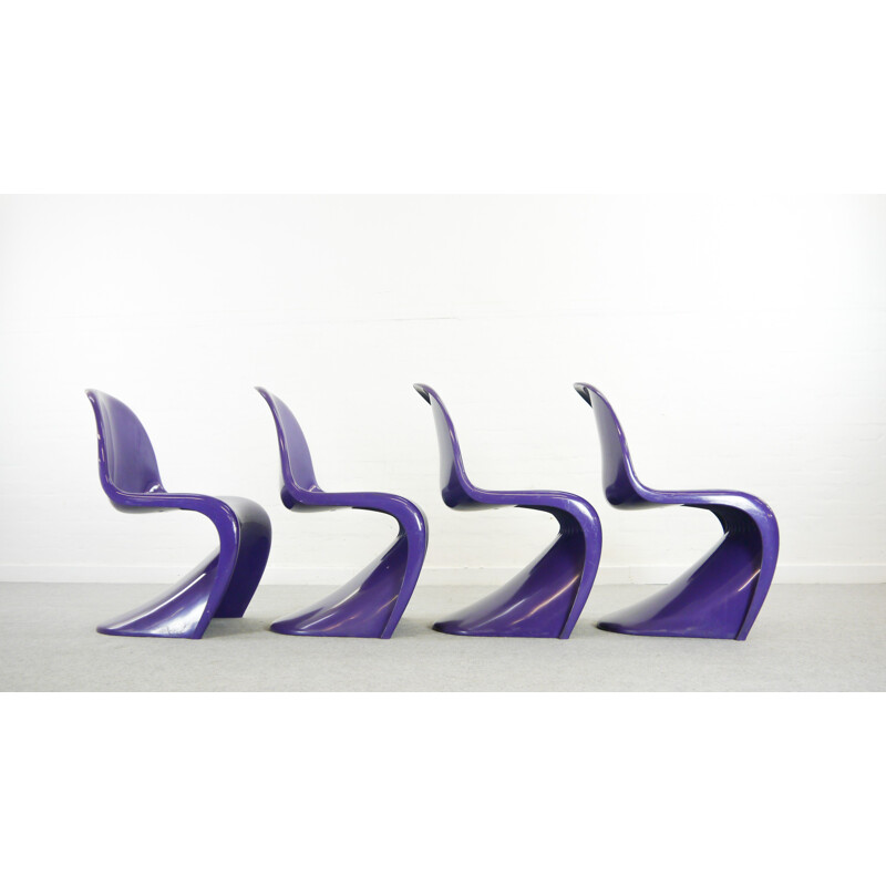 Set 4 Panton Chairs in purple FehlbaumHerman Miller 1974