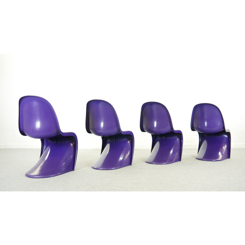 Set 4 Panton Chairs in purple FehlbaumHerman Miller 1974