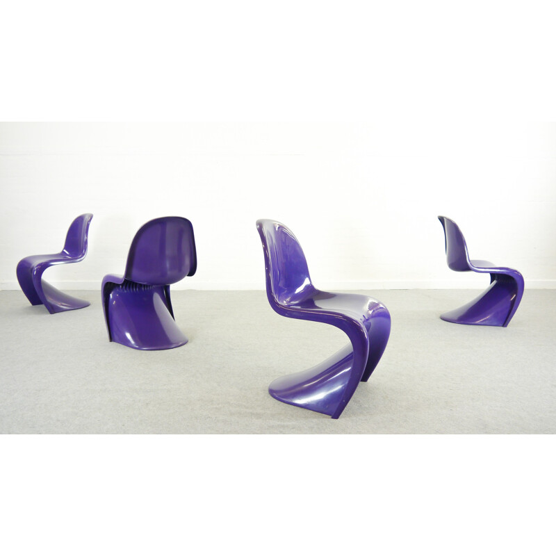 Set 4 Panton Chairs in purple FehlbaumHerman Miller 1974