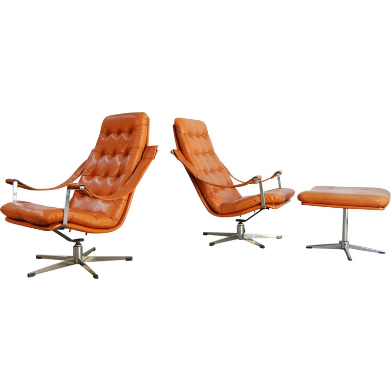 Set of 2 lounge Chairs & Ottoman by Geoffrey Harcourt for Artifort - 1960s 