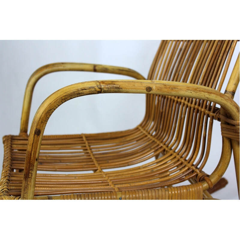 Vinatge Rattan Rocking Chair - 1960s