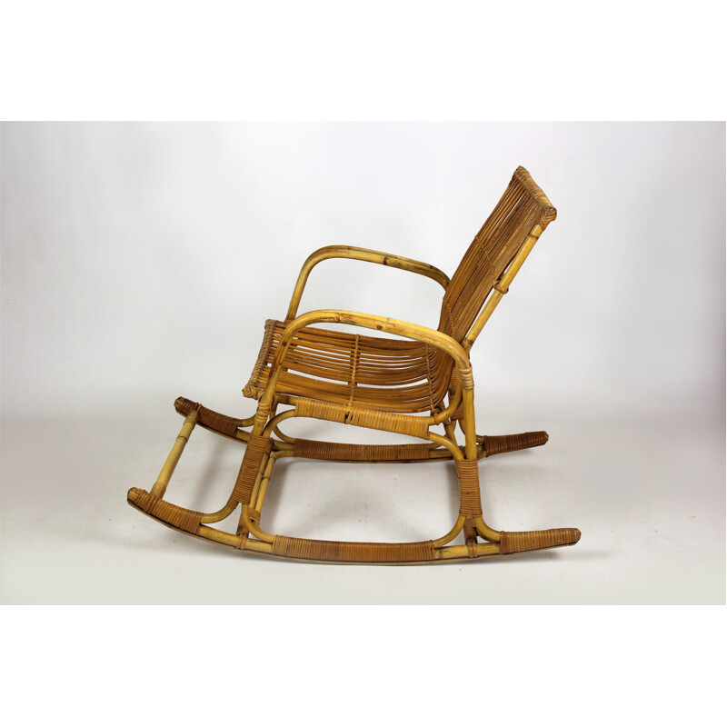 Vinatge Rattan Rocking Chair - 1960s