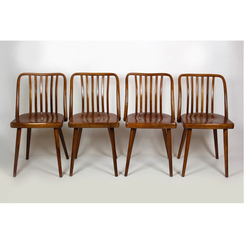 Set of 4 vintage Czech Wooden Chairs from Thonet - 1960s