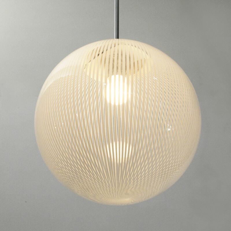 Vintage Tessuto pendant lamp in Murano glass by Venini - 1970s