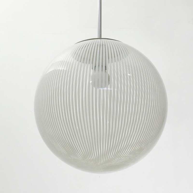 Vintage Tessuto pendant lamp in Murano glass by Venini - 1970s