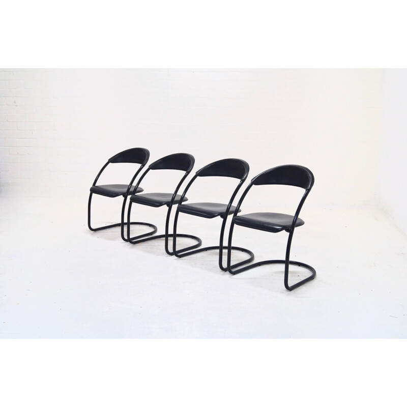 Set of 4 Vintage Tubular Dining Chairs - 1980s