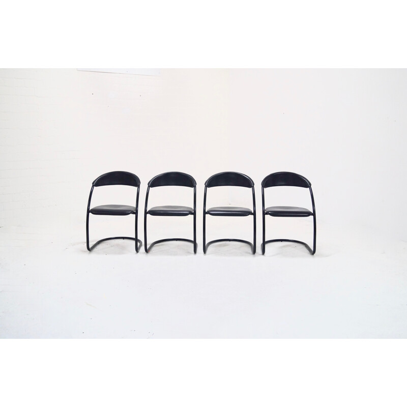 Set of 4 Vintage Tubular Dining Chairs - 1980s