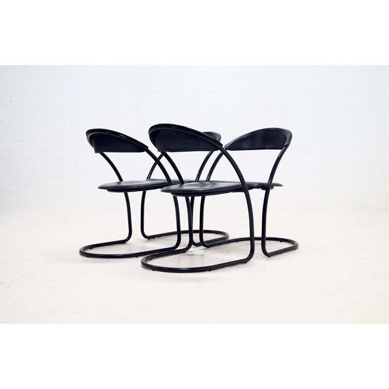 Set of 4 Vintage Tubular Dining Chairs - 1980s