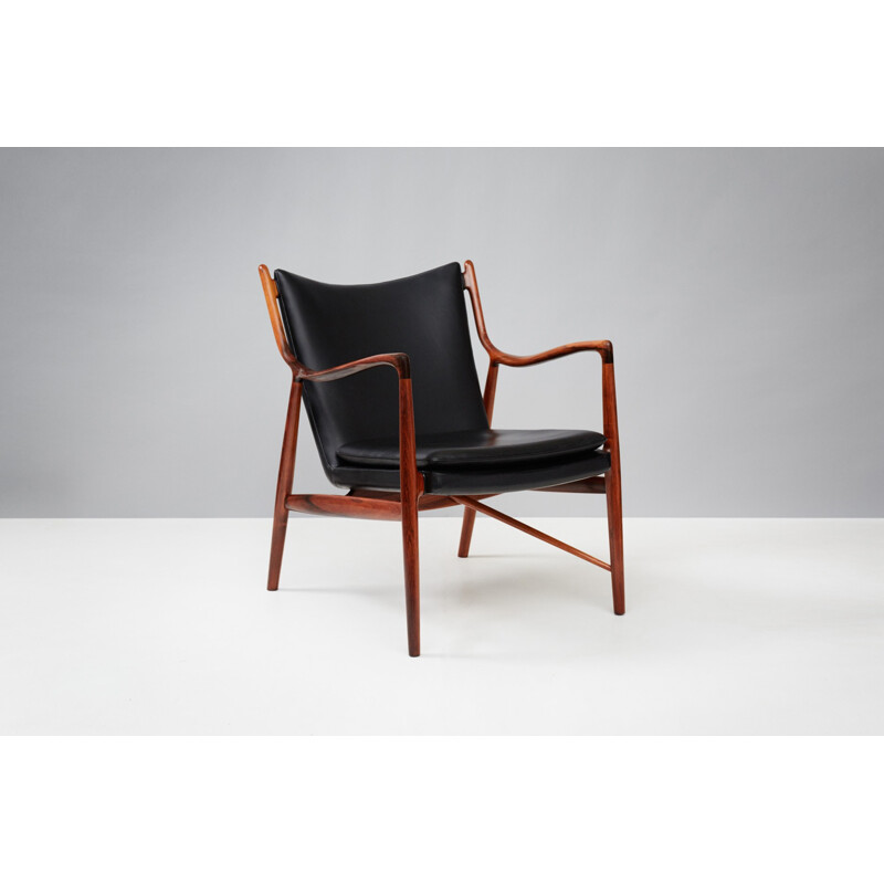 Vintage FJ-45 armchair in rosewood and leather by Finn Juhl - 1960s