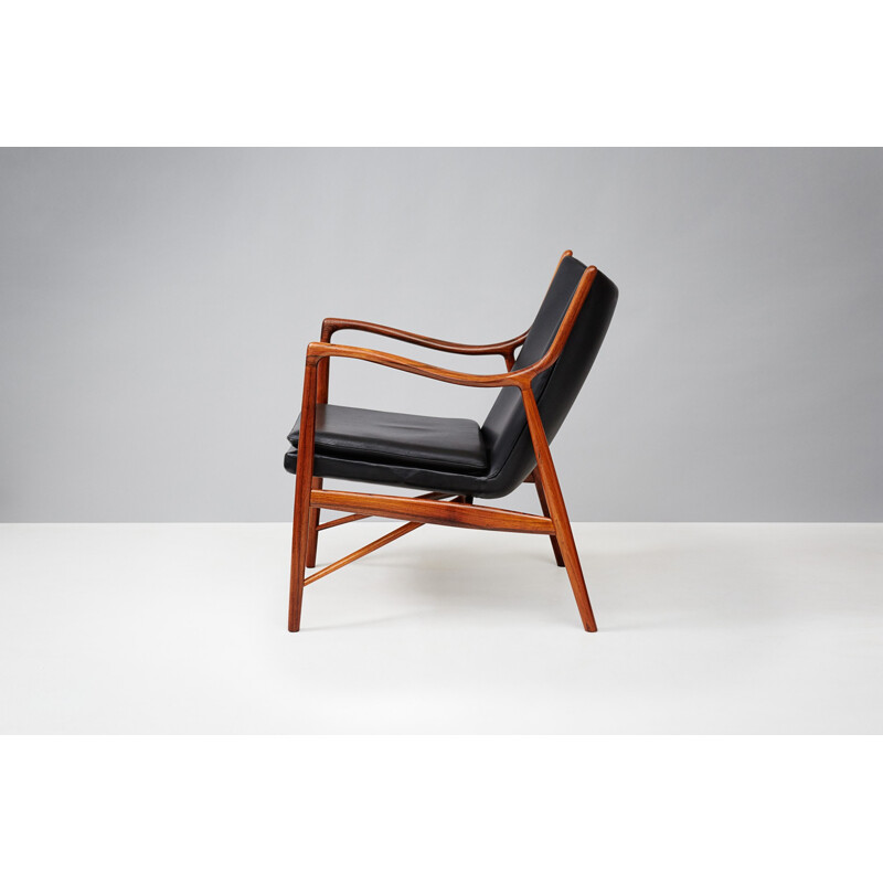 Vintage FJ-45 armchair in rosewood and leather by Finn Juhl - 1960s